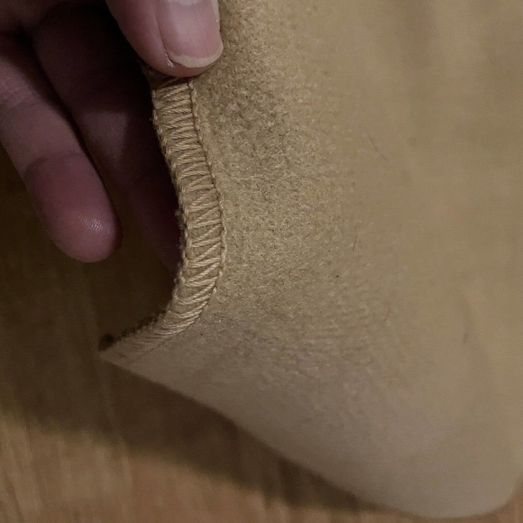 Vintage Heavy Wool Blanket Beige 80" x 93" - Picture 4 of 7